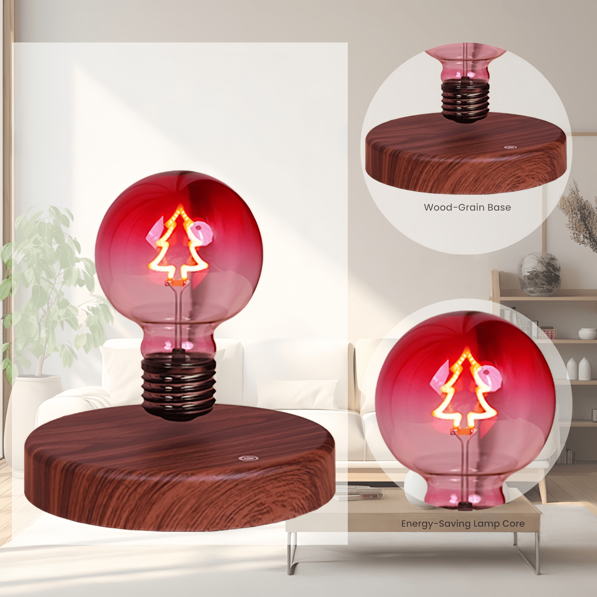 Levitating Christmas Tree Creative Light Bulb - PandaLane