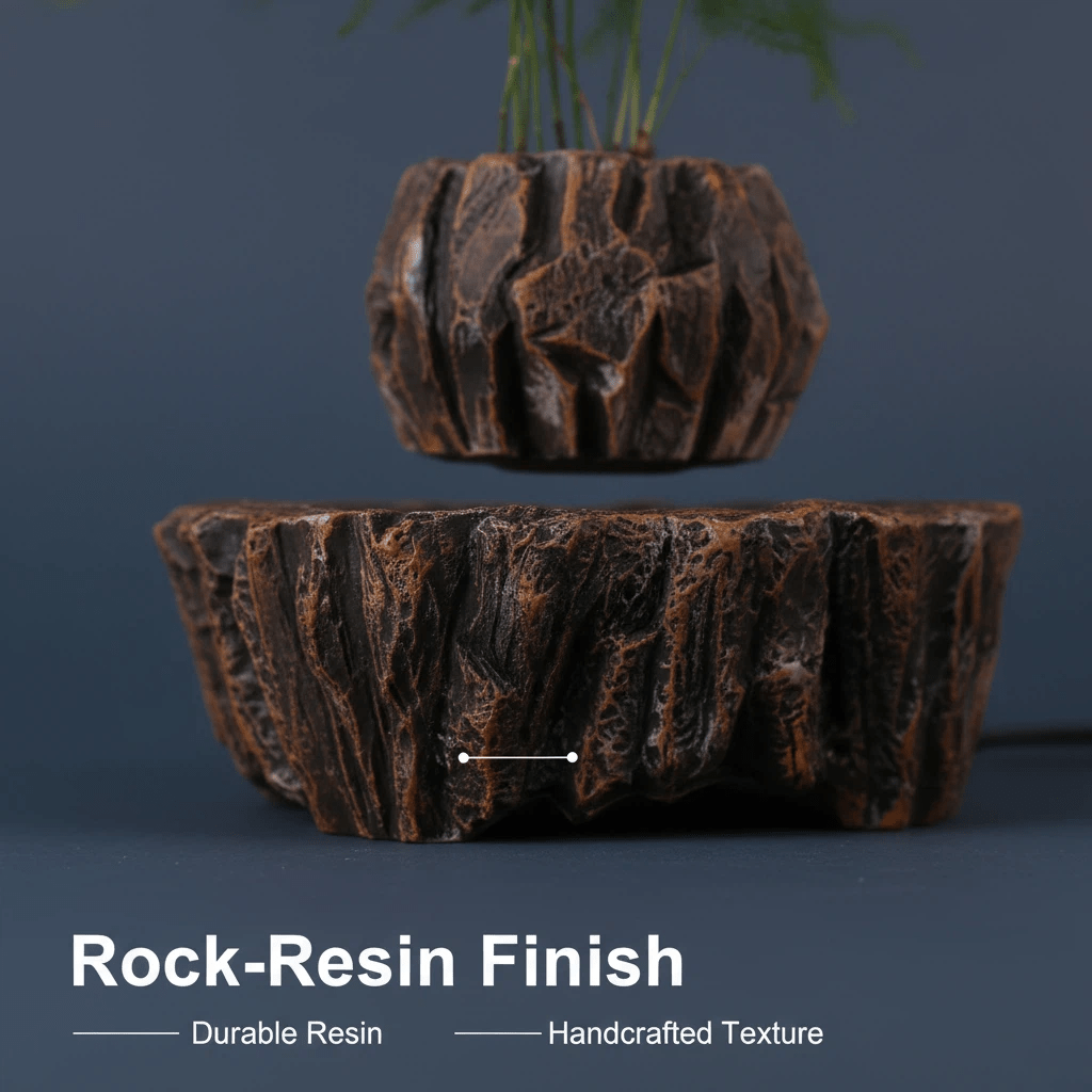 Levitating Imitation Rock - Shaped Potted Plant Ornament(No Greenery) - PandaLane