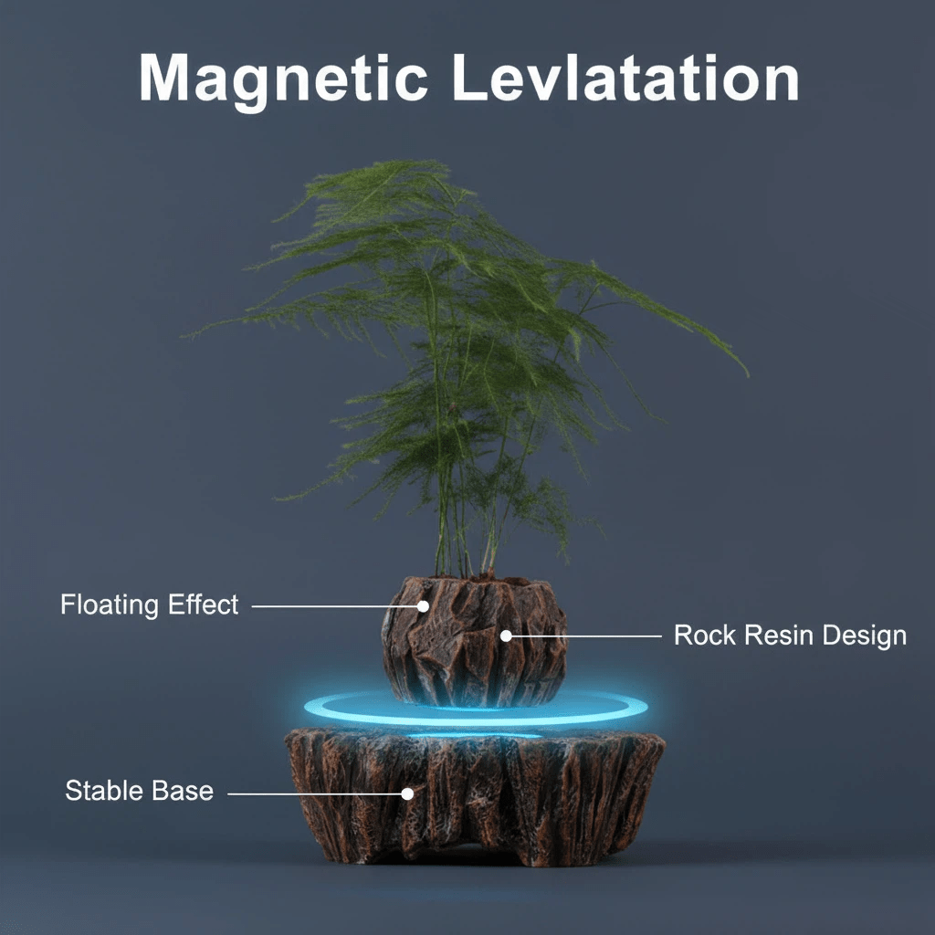 Levitating Imitation Rock - Shaped Potted Plant Ornament(No Greenery) - PandaLane