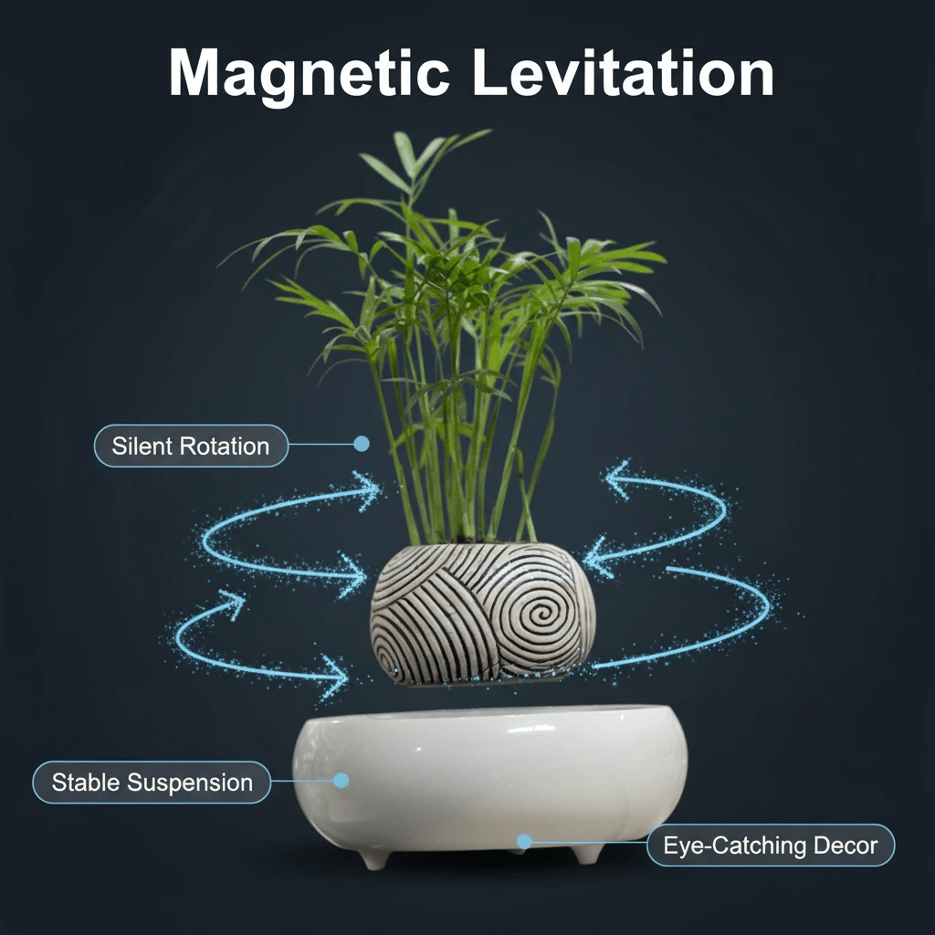 Levitating Simple Striped Potted Plant Ornament - PandaLane