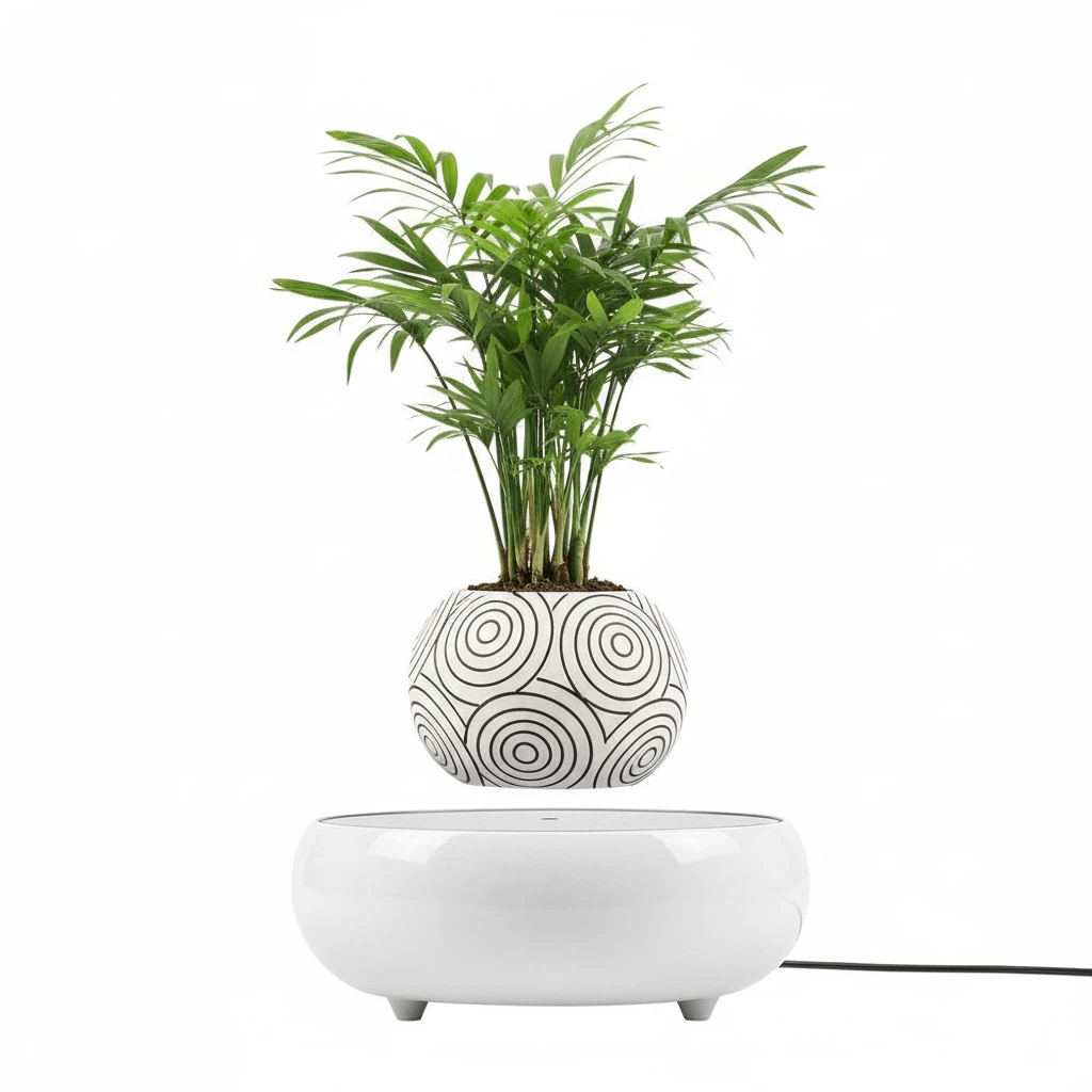 Levitating Simple Striped Potted Plant Ornament - PandaLane