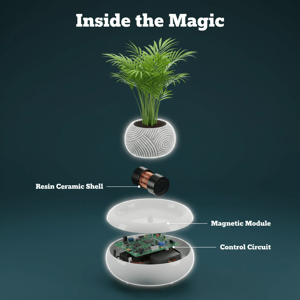 Levitating Simple Striped Potted Plant Ornament - PandaLane